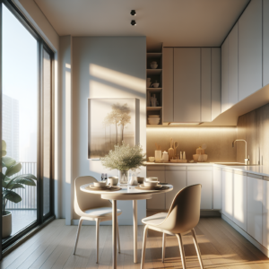 Mesa compacta en comedor moderno