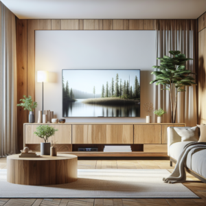 Mueble TV de roble en salon sereno