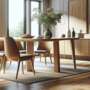Mesa de comedor contemporanea en espacio luminoso